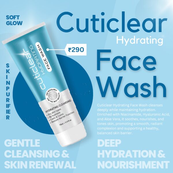 Cuticlear Hydrating Face Wash with Aloe Vera and Hyaluronic Acid for glowing skin