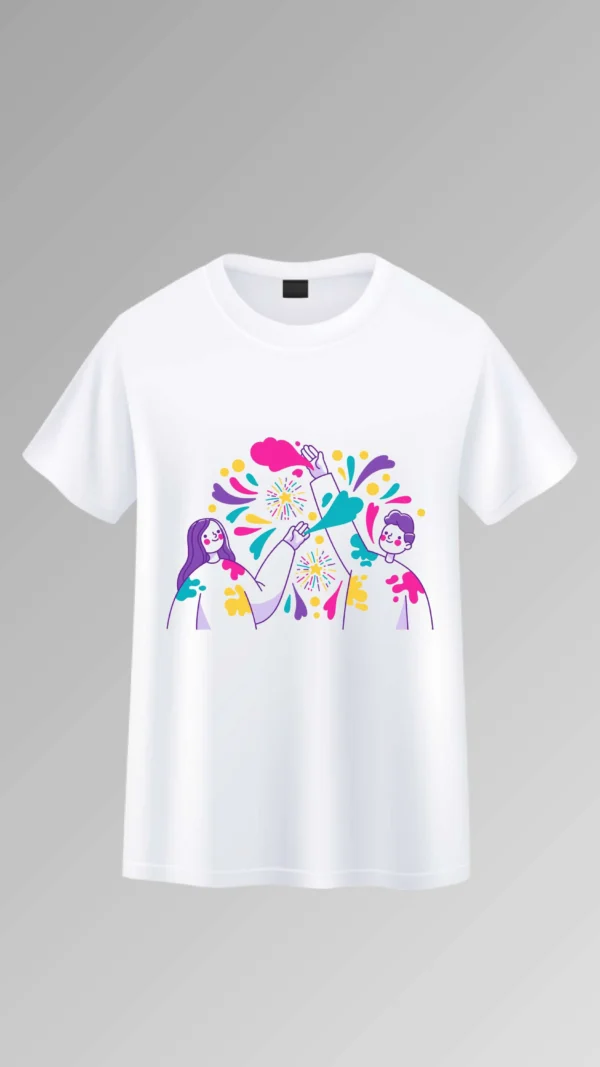 Holi Ke Rang Premium White T-Shirt